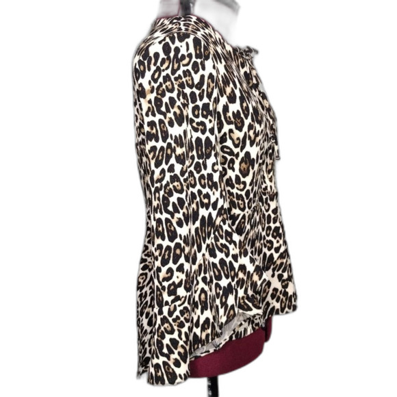 Chico's cute size S/4 women's Cheetah print lace up bodice 3/4 angel wing sleeve - Picture 5 of 13